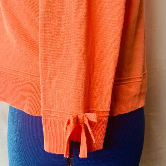 89th & Madison Cardigan Sweater Womens Large Orange 3/4 Sleeve Bows Lightly Used - Picture 5 of 9